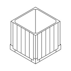 Outline open air drop box from the game PlayerUnknown’s Battlegrounds. PUBG. Isometric container. Battle royal concept. Clean and modern vector illustration for design, web.