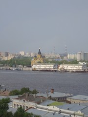 View of the Church and the Volga River in Nizhny Novgorod, Russia