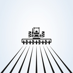 Farming with tractor with cultivator and plow, logo design.  vector design. Farm industries and agronomy, illustration © studiographicmh