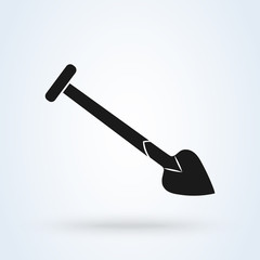 Shovel Icon. Gardening Illustration. Construction Equipment Sign