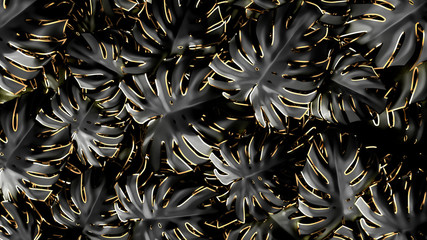Abstract luxury idea. Concept Black and gold, 3d render.