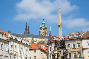 Fototapeta na wymiar City Prague, Czech Republic. Old Prague city center. Street and old architecture. April 24. 2019