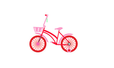 Vector illustration of pink children bike. Wheeled transport for kids. Isolated on white background