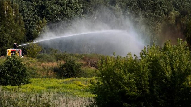 Fire service in Falkensee (Brandenburg) near Berlin Spandau from August 13, 2015, Germany