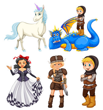 Set of medieval cartoon character