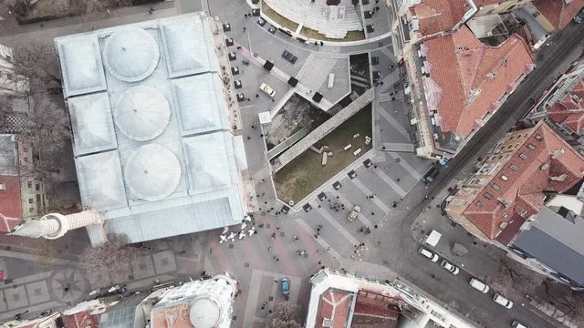Aerial downtown cityscape of Plovdiv top-view - European Capital of Culture 2019 ancient Bulgarian town