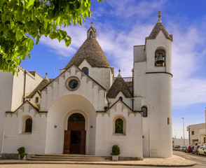 Fototapeta na wymiar A Trullo-church, Church of Trulli village, Alberobello, Apulia, Italy.