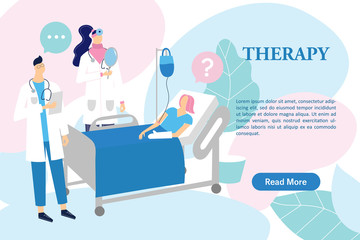 Doctor and nurse come to patient to checkup her health. Sick woman with broken arm in a hospital room. Medical care and treatment concept.