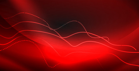 Glowing abstract wave on dark, shiny motion, magic space light. Techno abstract background