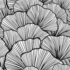 Beautiful Seamless pattern with leaves or with abstract shrubs in black white colors for wallpaper or for  textile  fashion drapery clothes or for decoration package or other things