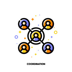 Obraz premium Team coordination icon for concept of participation in a group. Flat filled outline style. Pixel perfect 64x64. Editable stroke