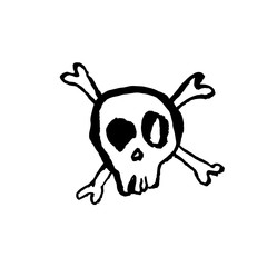 Skull icon. Grunge brush isolated skeleton. Vector illustration.