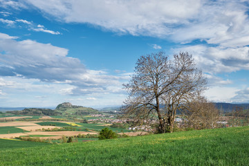 Fototapeta na wymiar Hügelige Landschaft mit dem Hegauvulkan Hohentwiel