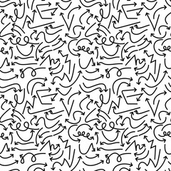 Fototapeta premium Arrow pattern. Ethnic seamless pattern with arrows. Tribal hand drawn background. Design for wrapping paper, wallpaper, fabric. Vector illustration