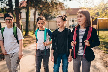 Classmates on the way to school