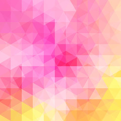 Geometric pattern, triangles vector background in pastel pink, yellow tones. Illustration pattern