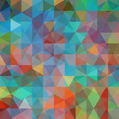 Abstract mosaic background. Triangle geometric background. Design elements. Vector illustration. Blue, green, orange colros.