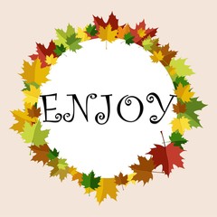 Enjoy word with leaves background