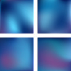 Fototapeta premium Set with abstract blurred backgrounds. Vector illustration. Modern geometrical backdrop. Abstract template. Blue color.
