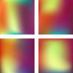 Fototapeta premium Set with colorful abstract blurred backgrounds. Vector illustration. Modern geometrical backdrop. Abstract template. Yellow, purple, orange colors.
