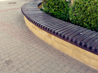 beautiful fundamental bench in the street. lkj