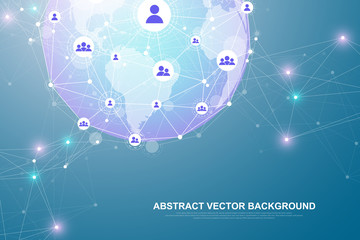 Networking connection concept abstract technology. Global network connections with points and lines. Big data visualization. Futuristic infographic. Vector illustration