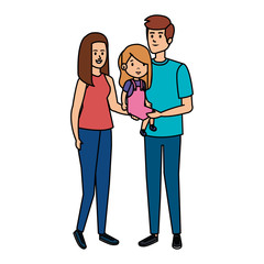 Fototapeta premium parents couple with daughter characters