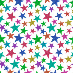 Seamless Pattern stars multicolored colored watercolor digital paper scrapbooking textiles design decoration greetings holiday colorful