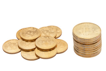 Gold bitcoin, cryptocurrency isolated on white background - clipping paths.