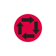 Arrows in a circle on the rounded icon. Vector illustration in style flat. Designed for web and software interfaces.