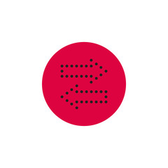 Two arrows on the rounded icon. Vector illustration in style flat. Designed for web and software interfaces.