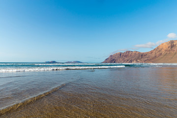 Beach view at Caleta de Famara, Lanzarote.