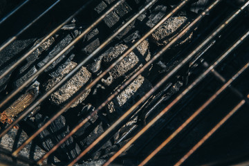 grill with hot coals in nature