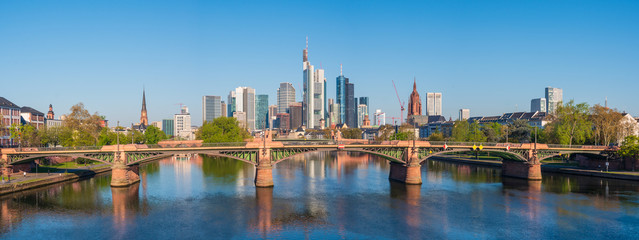 Frankfurt city with sunrise and skyline