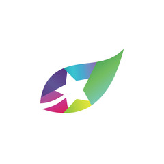 Creatif colorful star and leaf shapes logo - Vector logo template