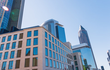 Obraz premium Frankfurt city with skyline from below