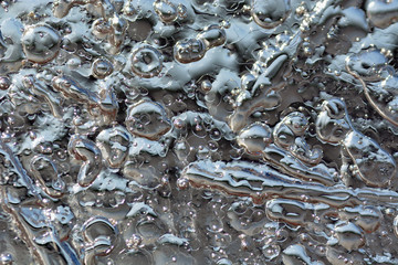 Background spring structure of ice with bubbles