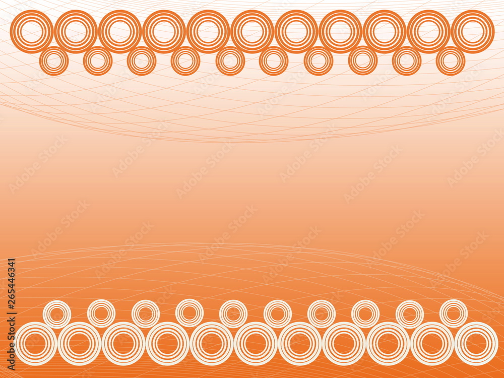 Aufkleber Orange circles connected in a row stand up in front of an orange net and white circles connected in line are located in front of the white net