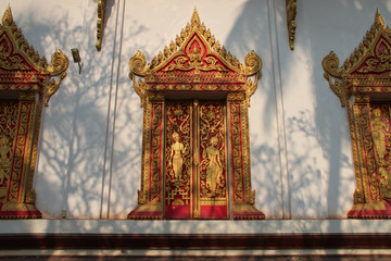 window in a buddhist temple (Wat Phiavat) in vientiane (Laos)