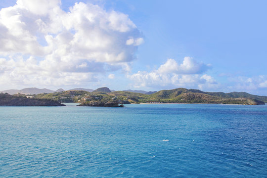 Entrance to Port of Antigua. View from a cruise ship.