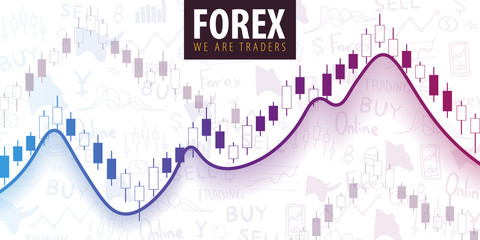 Forex Trading Signals. Candlestick chart in financial market. Vector illustration.