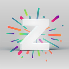 3D character from a fontset with colorful background, vector illustartion