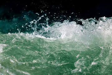 Splashes of water from the waves in the sea