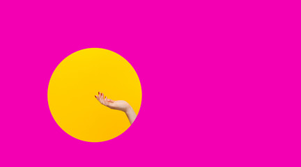 Female hands with euro banknotes. Portrait of a cheerful young blonde girl holding money .