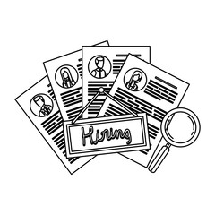 cv with hiring label and magnifying glass