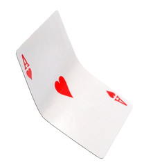 Ace of hearts, playing card, isolated on white background with clipping path, series