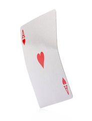 Ace of hearts, playing card, isolated on white background with clipping path, series
