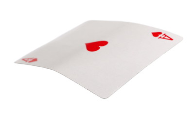 Ace of hearts, playing card, isolated on white background with clipping path, series