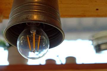 Vintage sphere lamp hanging with cover of metal bell