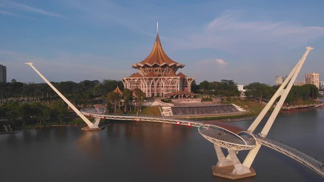 Aerial Shot Of An Iconic Building Dewan Undangan Negeri At Kuching
